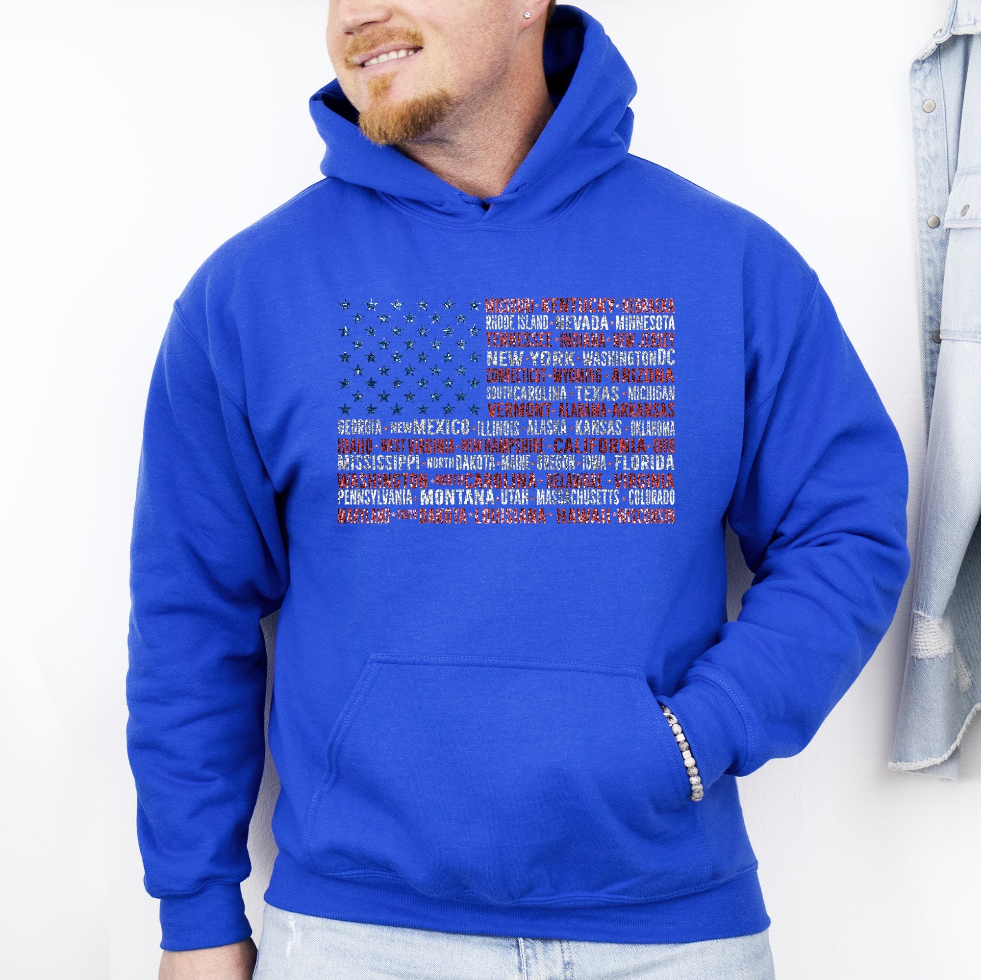 Graphic American Flag States Patriot USA Fourth of July Limited Edition Patriotic Hoodie