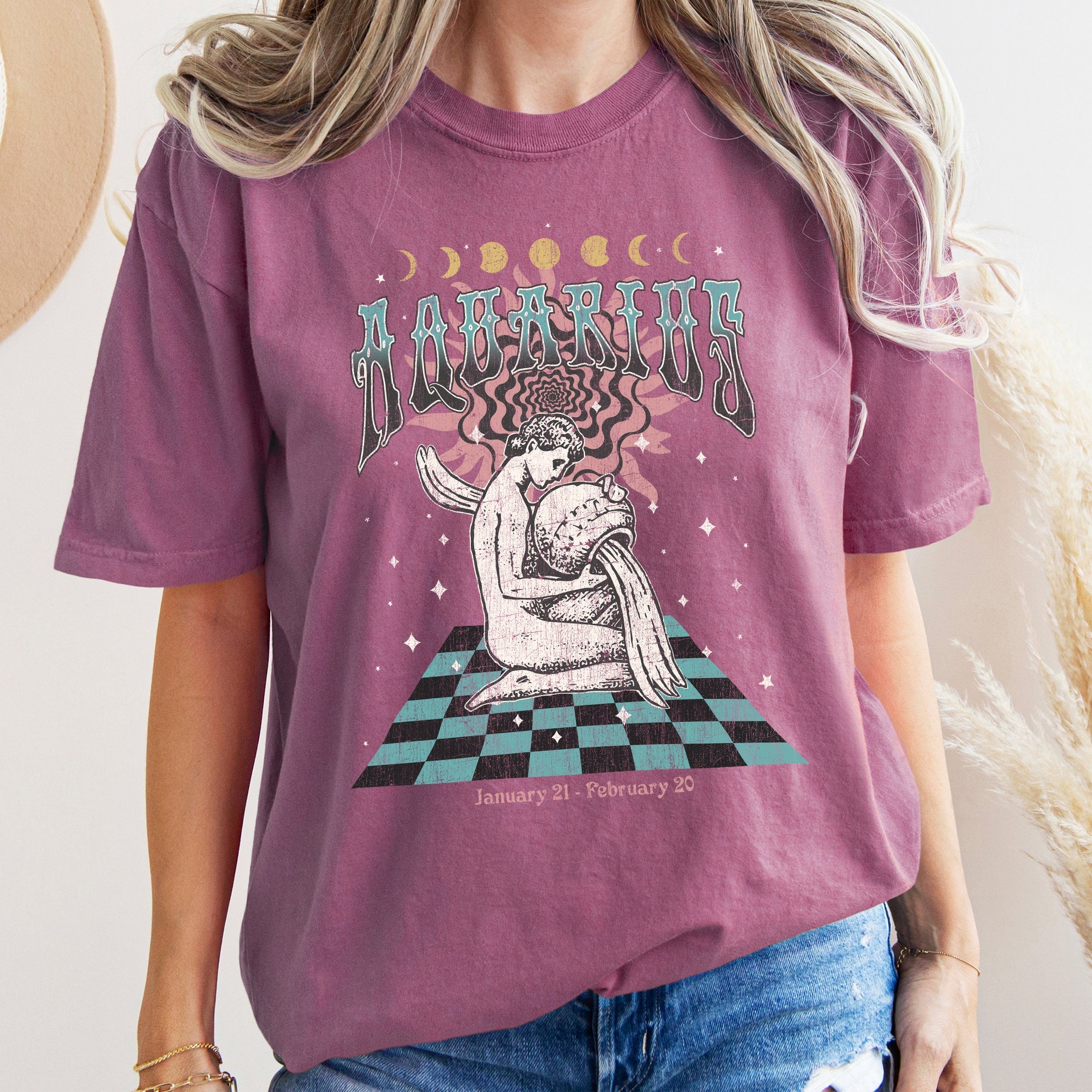 Aquarius Zodiac Horoscope Astrology Vintage Constellation Sign For Star Gazer Enthusiasts Comfort Colors Tee