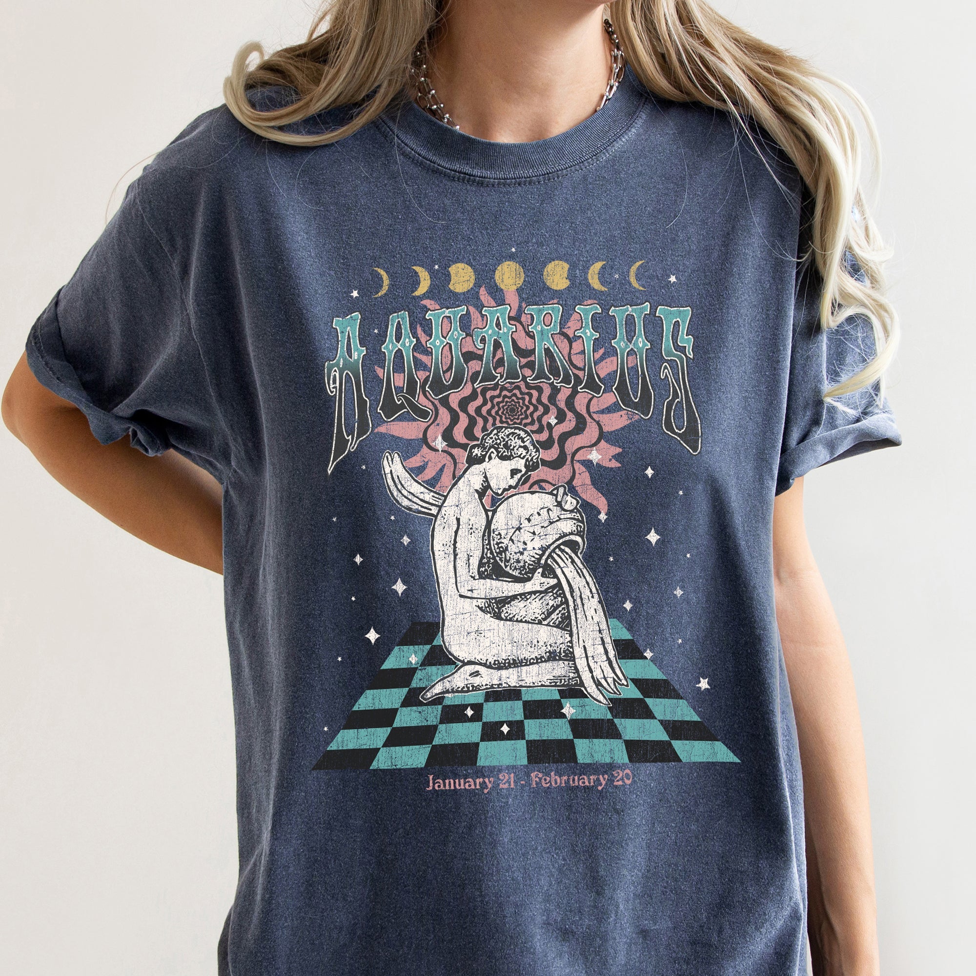 Aquarius Zodiac Horoscope Astrology Vintage Constellation Sign For Star Gazer Enthusiasts Comfort Colors Tee