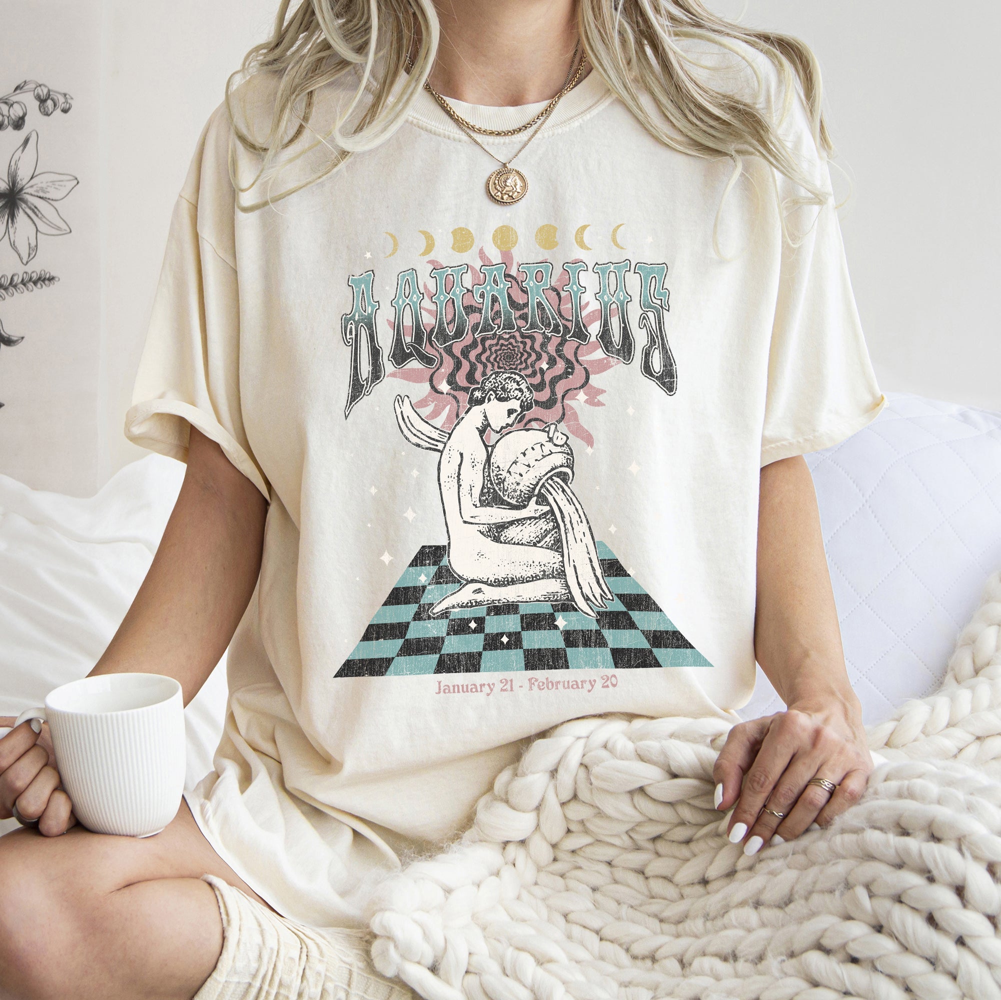 Aquarius Zodiac Horoscope Astrology Vintage Constellation Sign For Star Gazer Enthusiasts Comfort Colors Tee