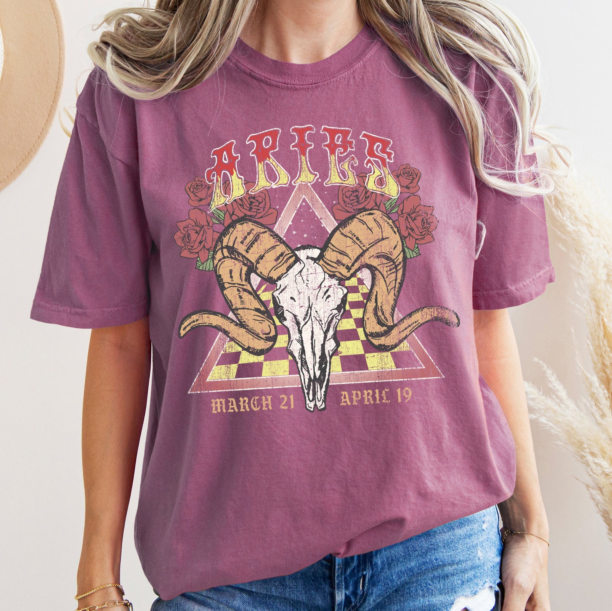 Aries Zodiac Horoscope Astrology Vintage-Inspired Graphic Limited Edition Comfort Colors Tee