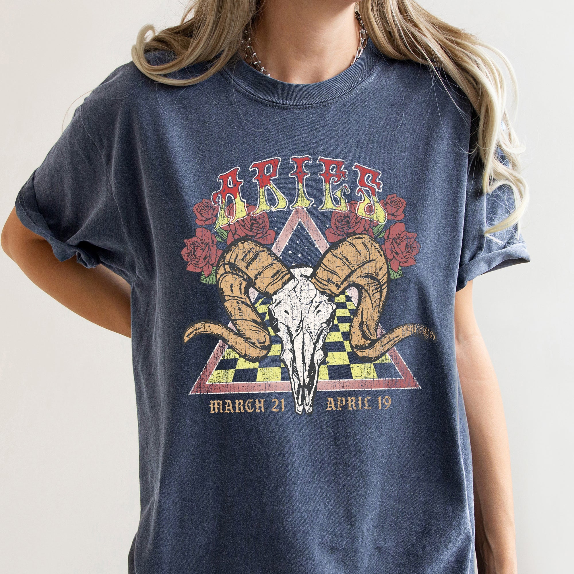 Aries Zodiac Horoscope Astrology Vintage-Inspired Graphic Limited Edition Comfort Colors Tee
