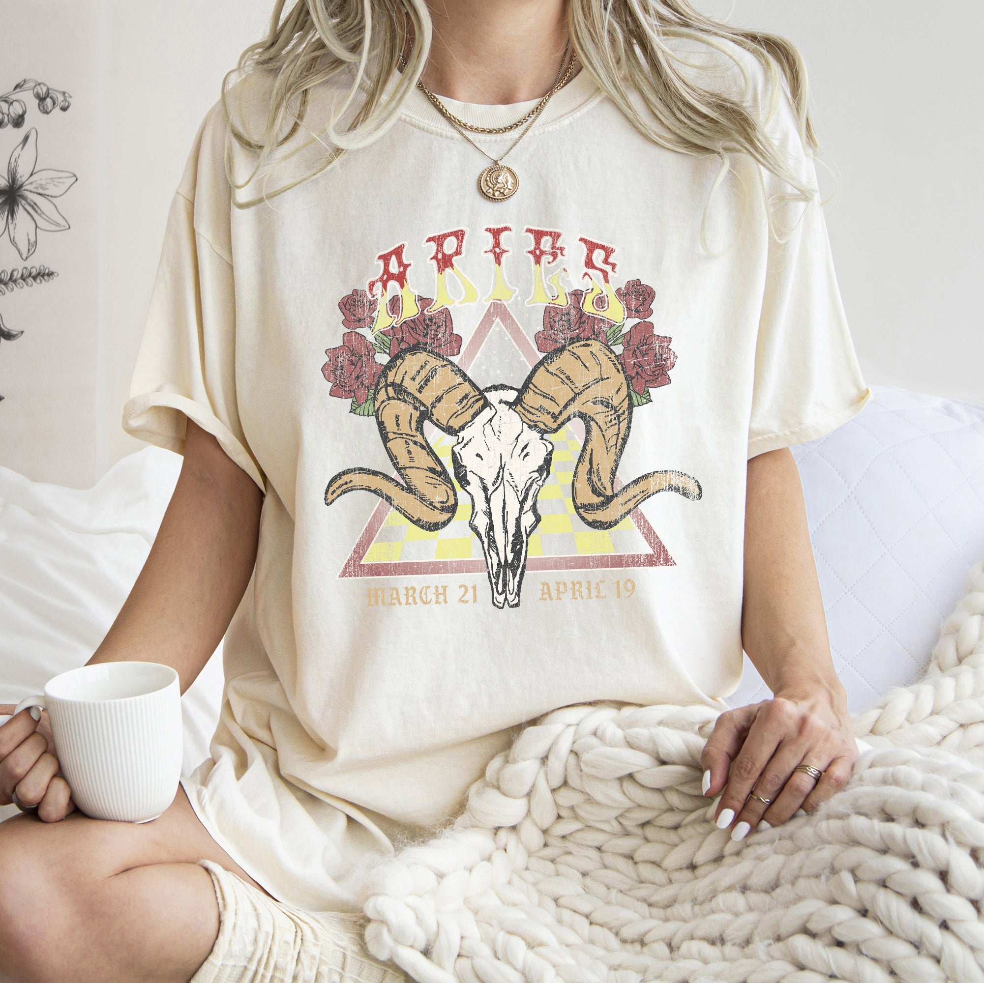 Aries Zodiac Horoscope Astrology Vintage-Inspired Graphic Limited Edition Comfort Colors Tee