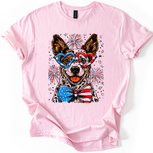 Australian Cattle Patriotic Dog USA America Pet Lover 4th July Flag Edition Graphic Tee