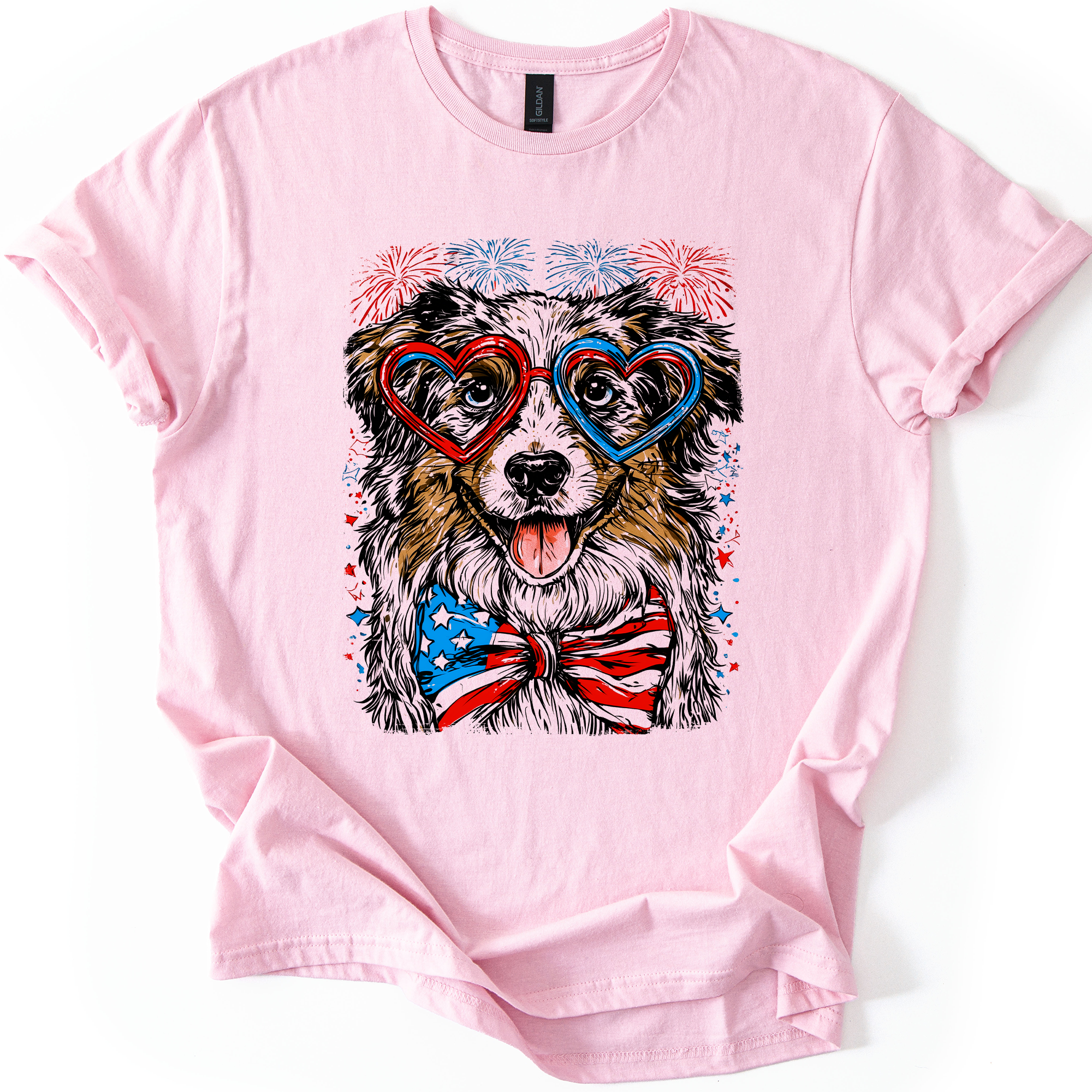 Premium Australian Shepherd Patriotic Dog USA Flag Pride For Pet Lovers Graphic Tee