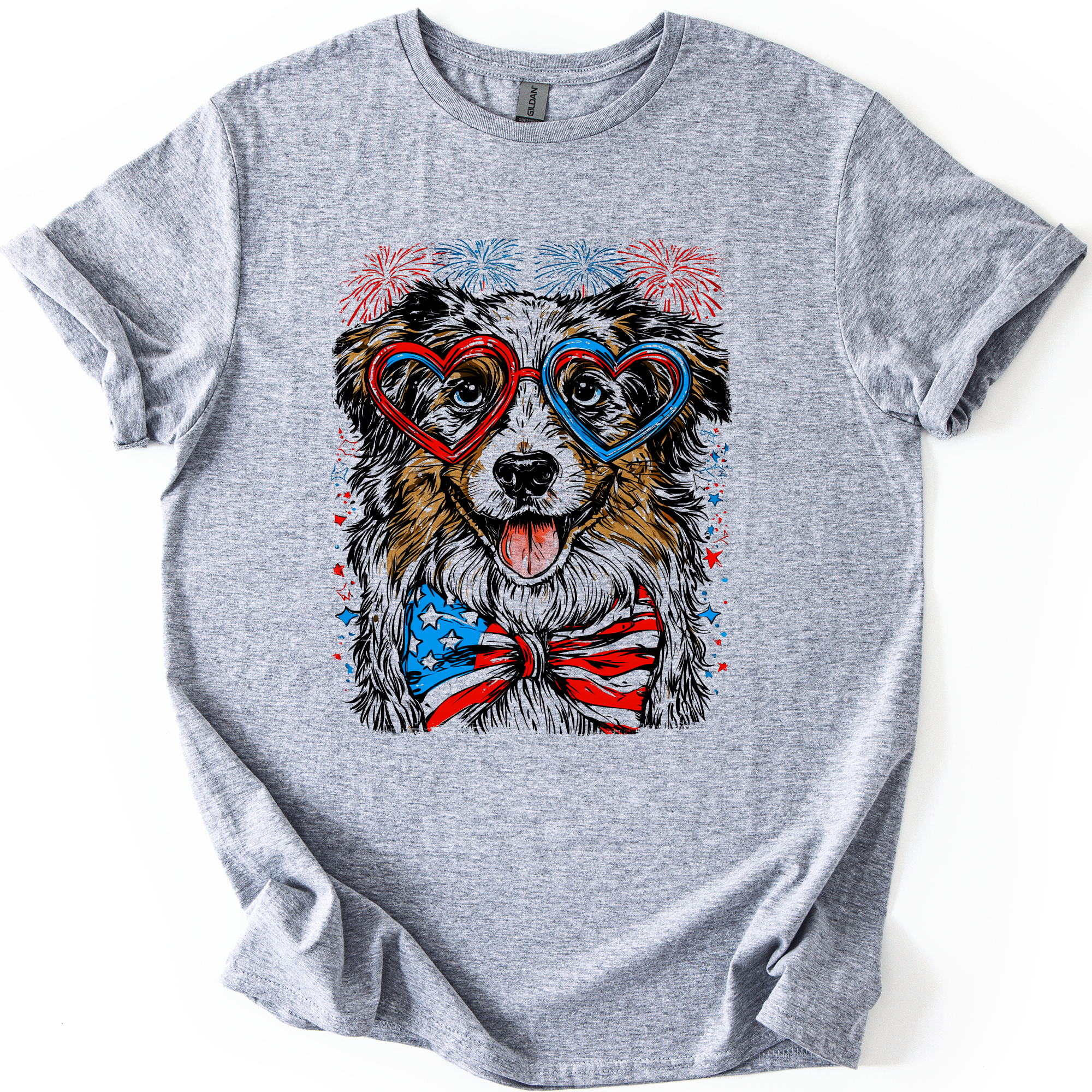 Premium Australian Shepherd Patriotic Dog USA Flag Pride For Pet Lovers Graphic Tee