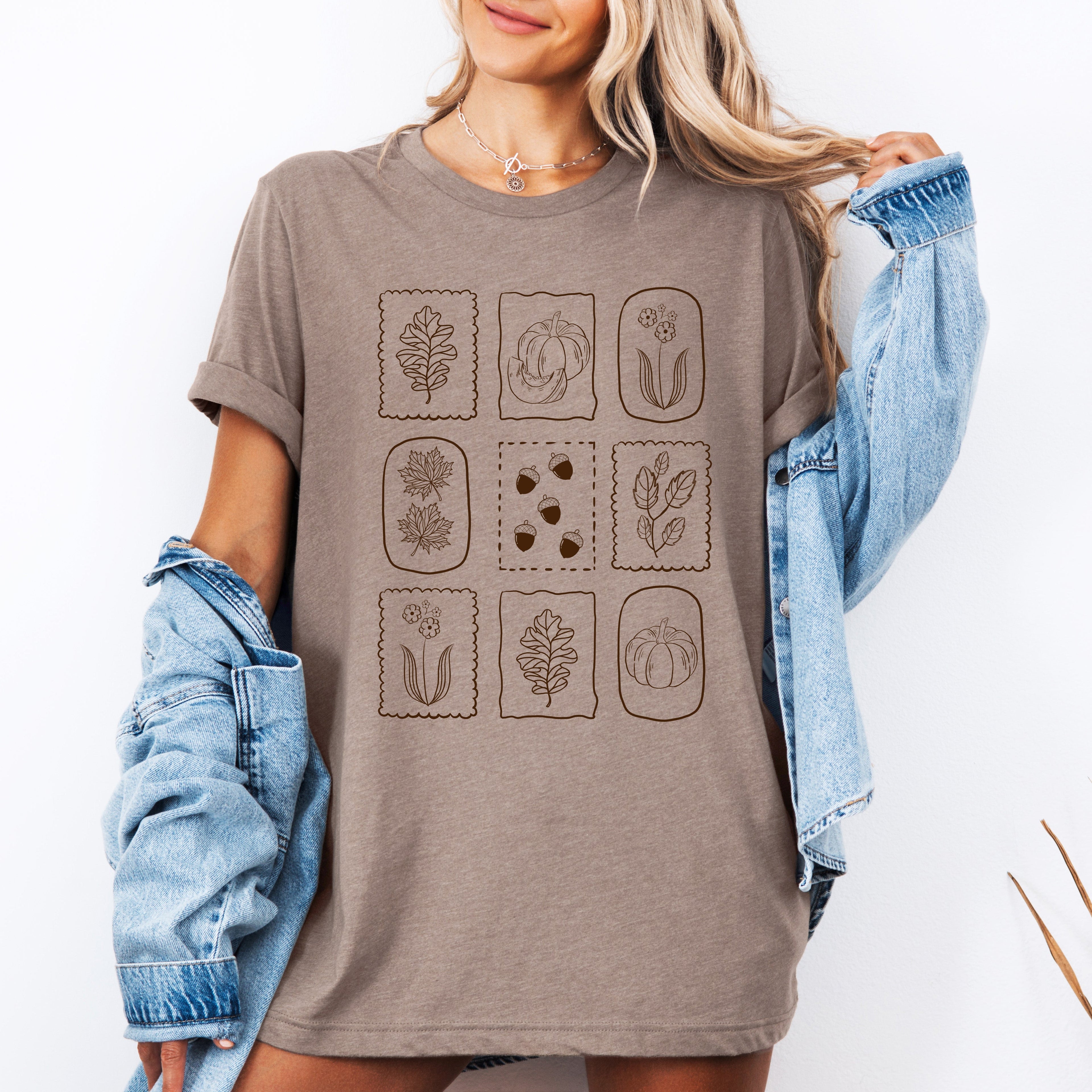 Autumn Flowers Minimalist Sunflowers And Pumpkins Cozy Seasonal Palette Graphic Tee