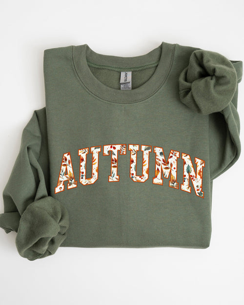 Autumn Varsity Fall Collegiate Retro Vintage Halloween Seasonal Graphic Sweatshirt