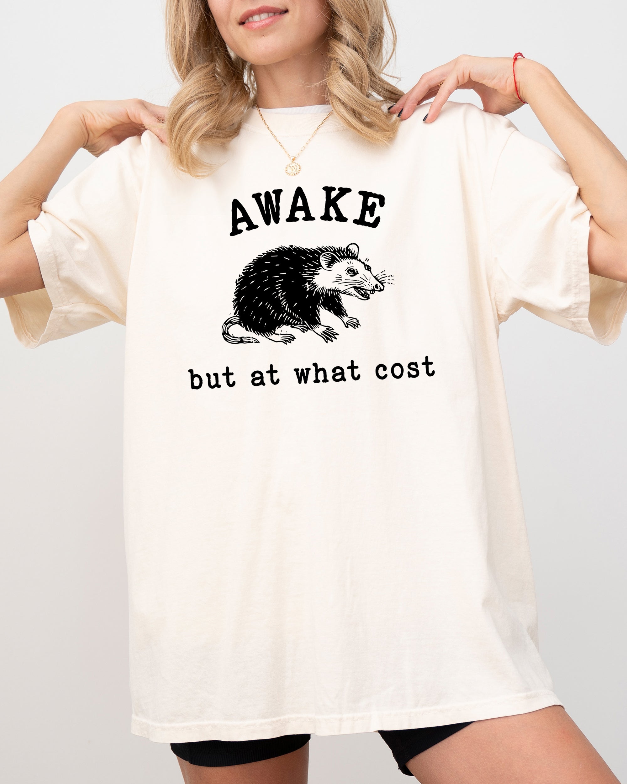 Awake But At What Cost Opossum Vintage Inspired Limited Edition Comfort Colors Tee