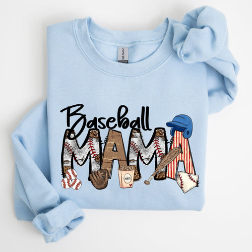 Baseball Mama Mother's Day Sideline Cheer Graphic Sweatshirt For Moms Who Cheer On The Diamond
