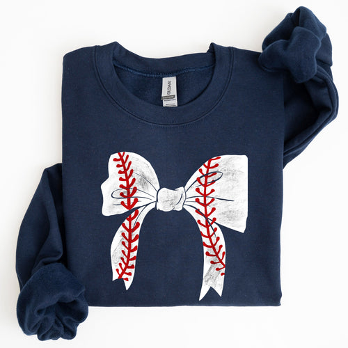Baseball Bow Mom Mother's Day Cozy Vintage Style Soft Brushed Fleece Premium Sweatshirt