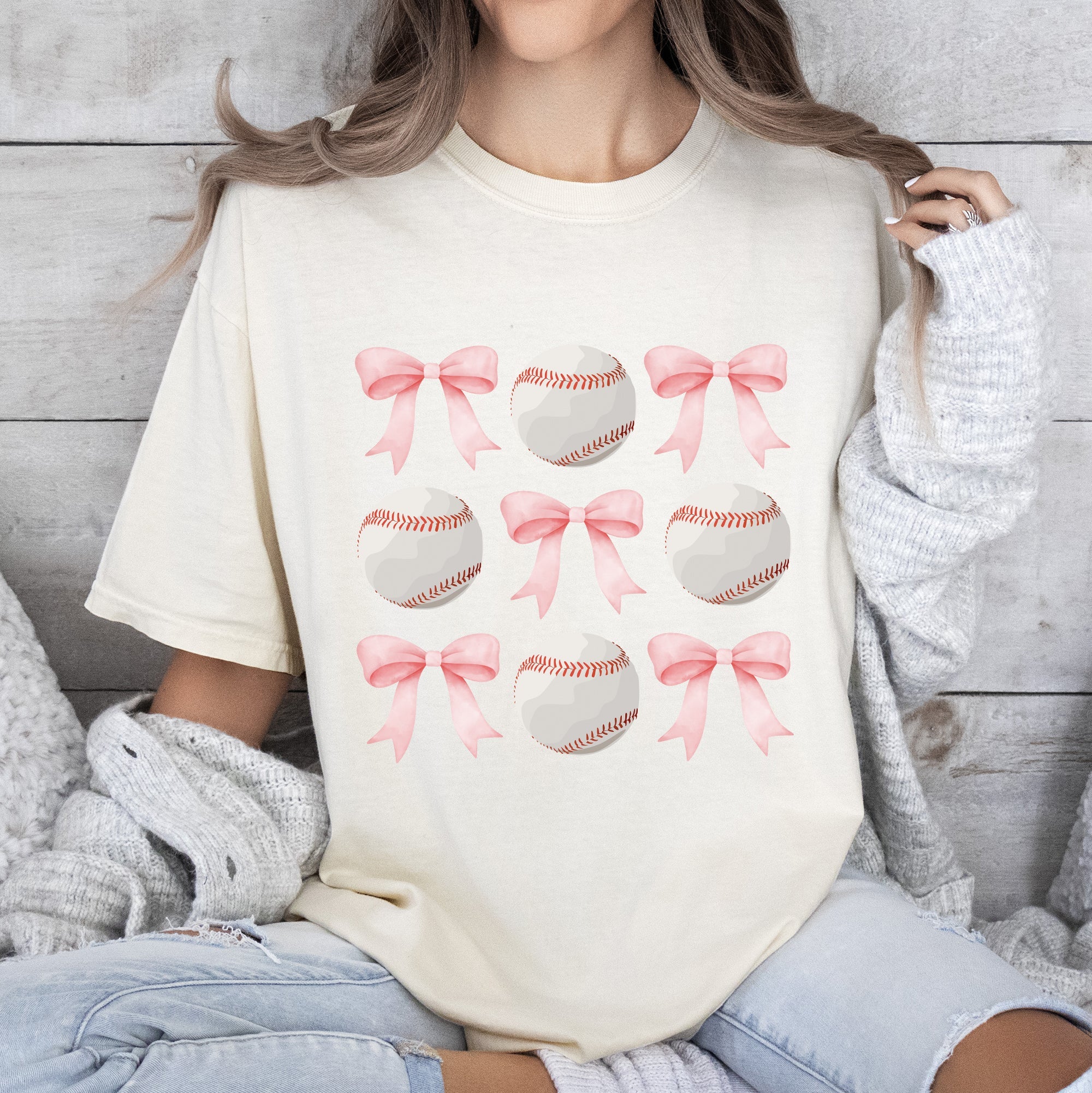 Baseball Mama Pink Bows Sports Lover Coquette Style Vintage Inspired Comfort Colors Tee
