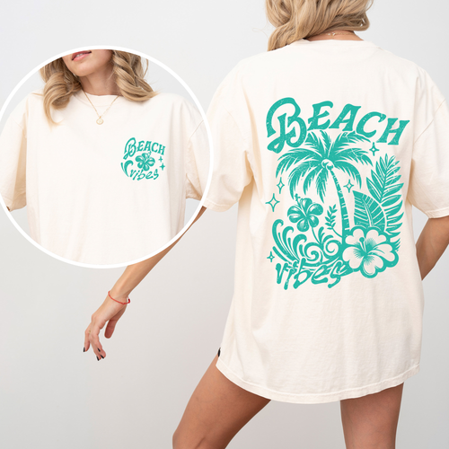 Beach Vibes Hibiscus Flower Retro Summer Sunshine Coastal Paradise Comfort Colors Tee
