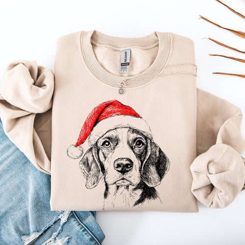 Beagle Santa Christmas Dog Lover Beagle Breed Holiday Cheer Seasonal Greeting Graphic Sweatshirt