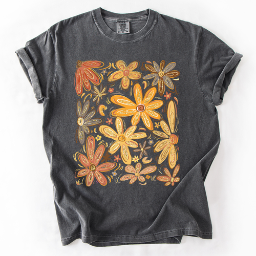 Beautiful Autumn Flowers Watercolor Fall Floral Vintage Boho-Inspired Comfort Colors Tee