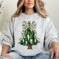 Beautiful Christmas Tree Dalmatian Print Ribbon Coquette Bow Holiday Cheerful Sweatshirt