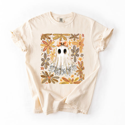 Beautiful Halloween, Flowers, Coquette Ghost Artwork Collection Comfort Colors Tee