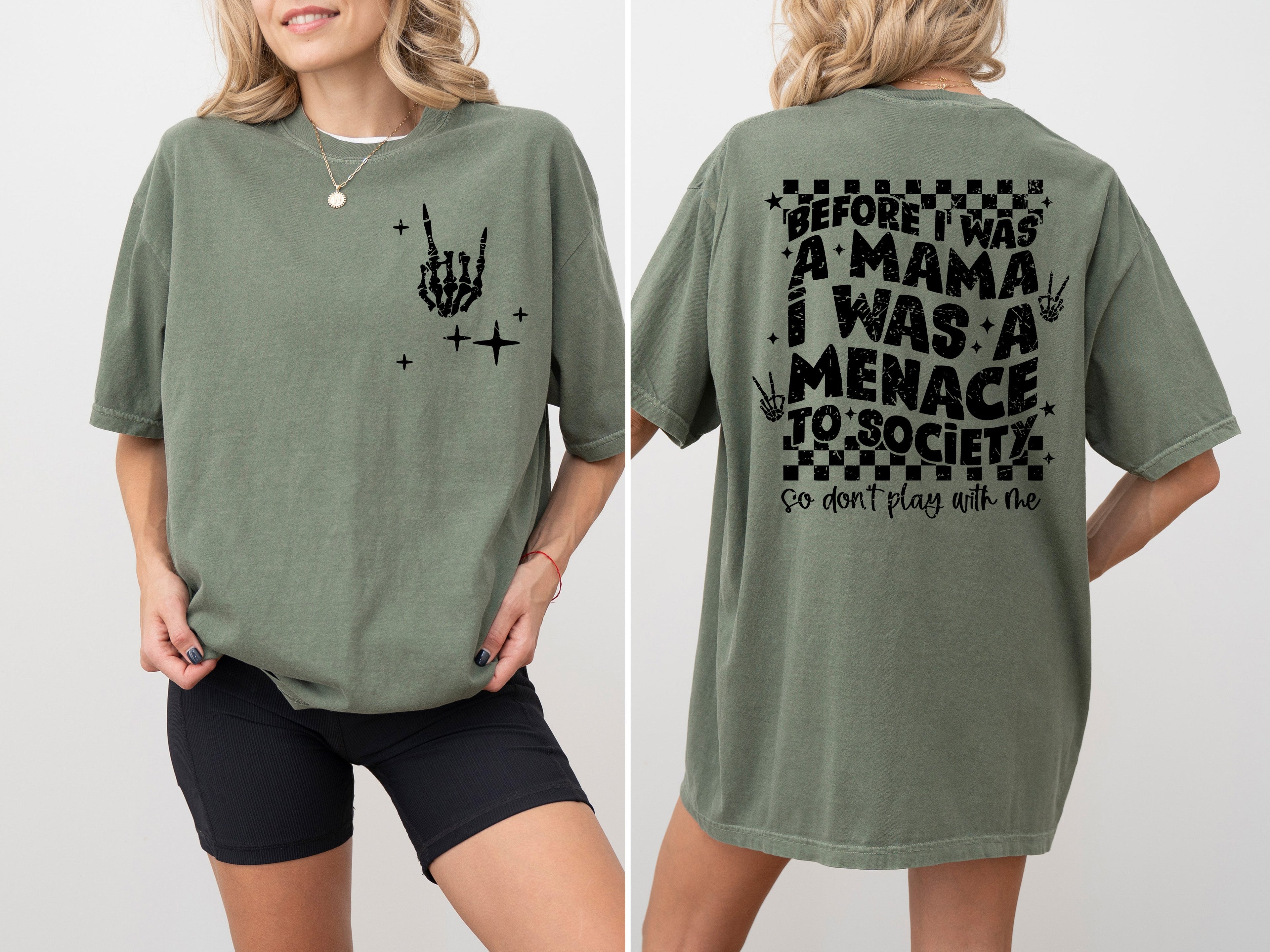 Before I Was A Mama, I Was A Menace To Society Vintage Rap Humorous Comfort Colors Tee