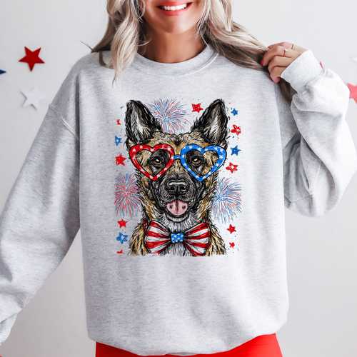 Belgian Malinois Patriotic Dog Independence Day USA Flag Edition Graphic Sweatshirt