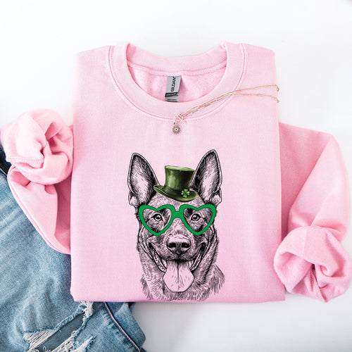 Belgian Malinois Adorable Dog St Patrick's Day Lucky Irish Parade Cozy Sweatshirt