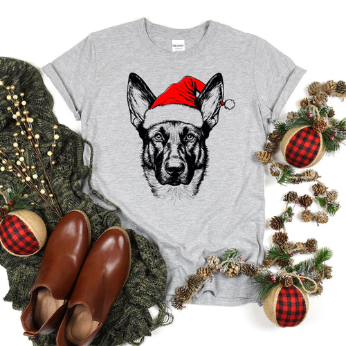 Belgian Malinois Santa Christmas Dog Lover Pet Holiday Illustration Holiday Edition Comfort Colors Tee