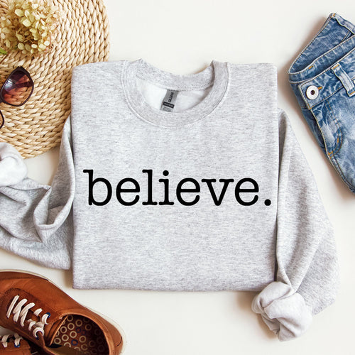 Believe Classic Minimalist Christmas Winter Snow Santa Xmas Cozy Festive Holidays Sweatshirt
