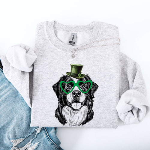 Bernese Mountain Dog Adorable St Patrick's Day Lucky Irish Greeting Cozy Sweatshirt