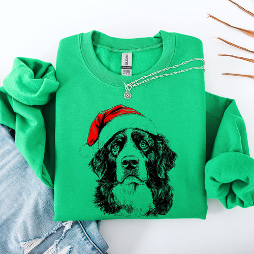 Bernese Mountain Dog Santa Christmas Lover Festive Cozy Holiday Pet Pride Sweatshirt