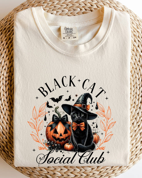Black Cat Social Club Coquette Halloween Witch Pumpkin Jack-O-Lantern Comfort Colors Tee