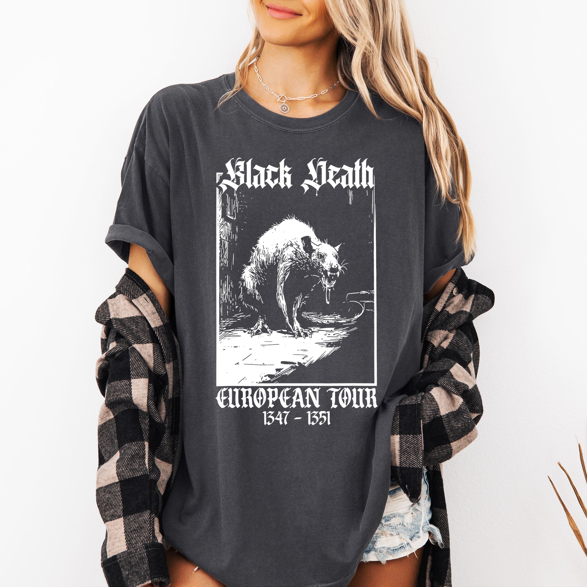 Black Death European Tour Rat Goth Halloween Spooky Vintage Edition Comfort Colors Tee