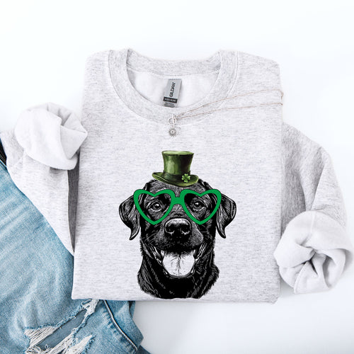 Black Lab Labrador Adorable Dog St Patrick's Day Lucky Irish Celtic Charm Sweatshirt