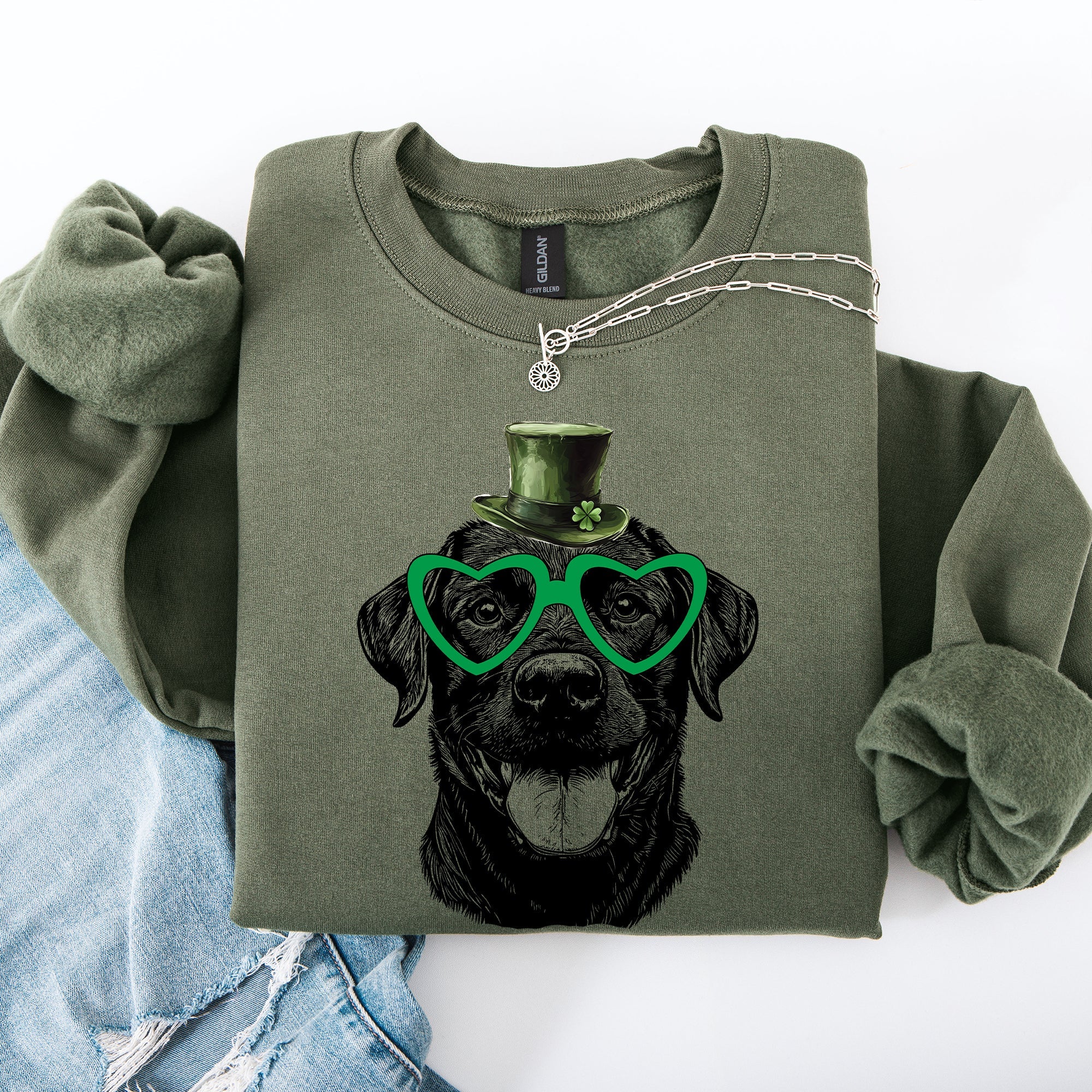 Black Lab Labrador Adorable Dog St Patrick's Day Lucky Irish Celtic Charm Sweatshirt