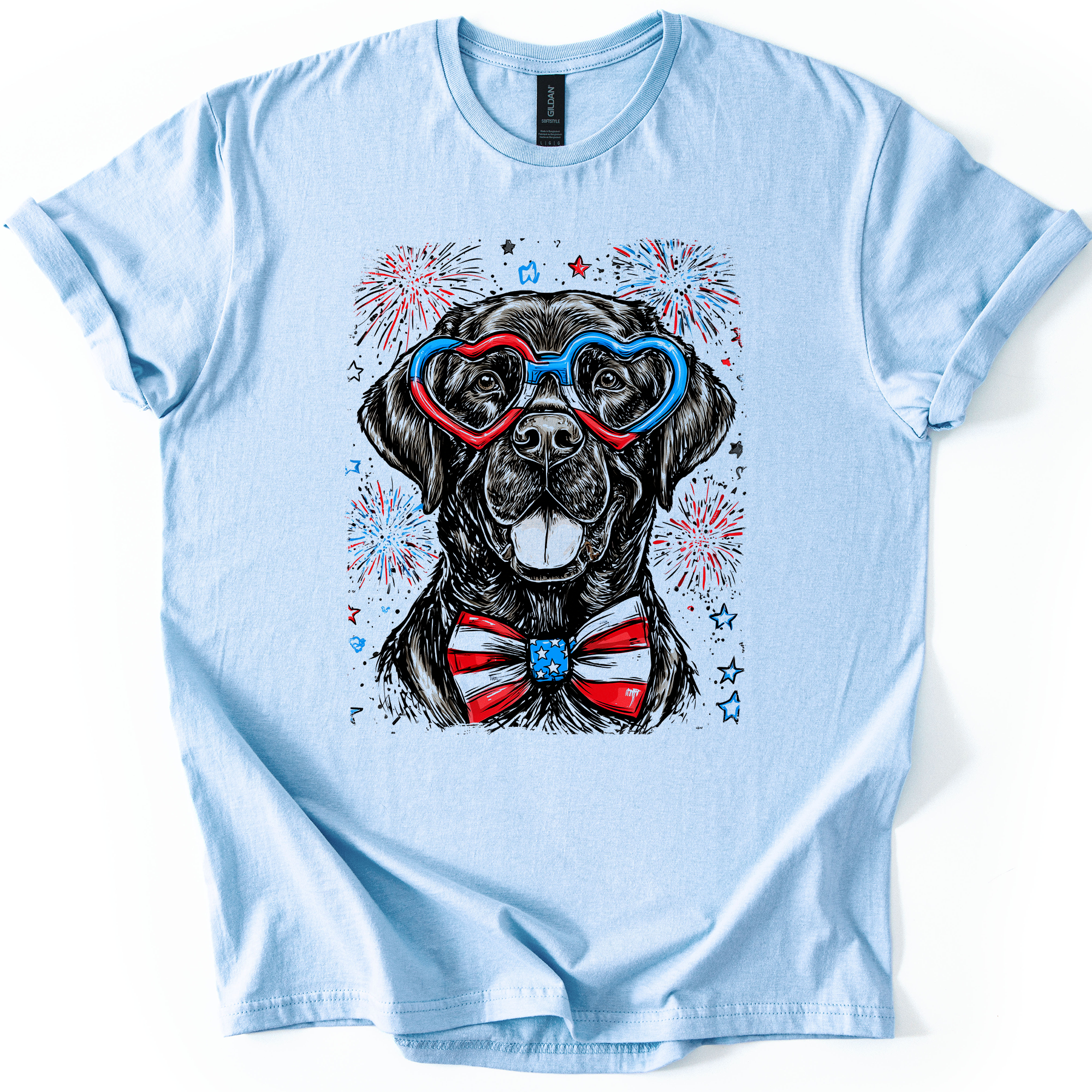 Patriotic Labrador USA Fourth Of July Dog Lover American Flag Inspired Graphic Tee