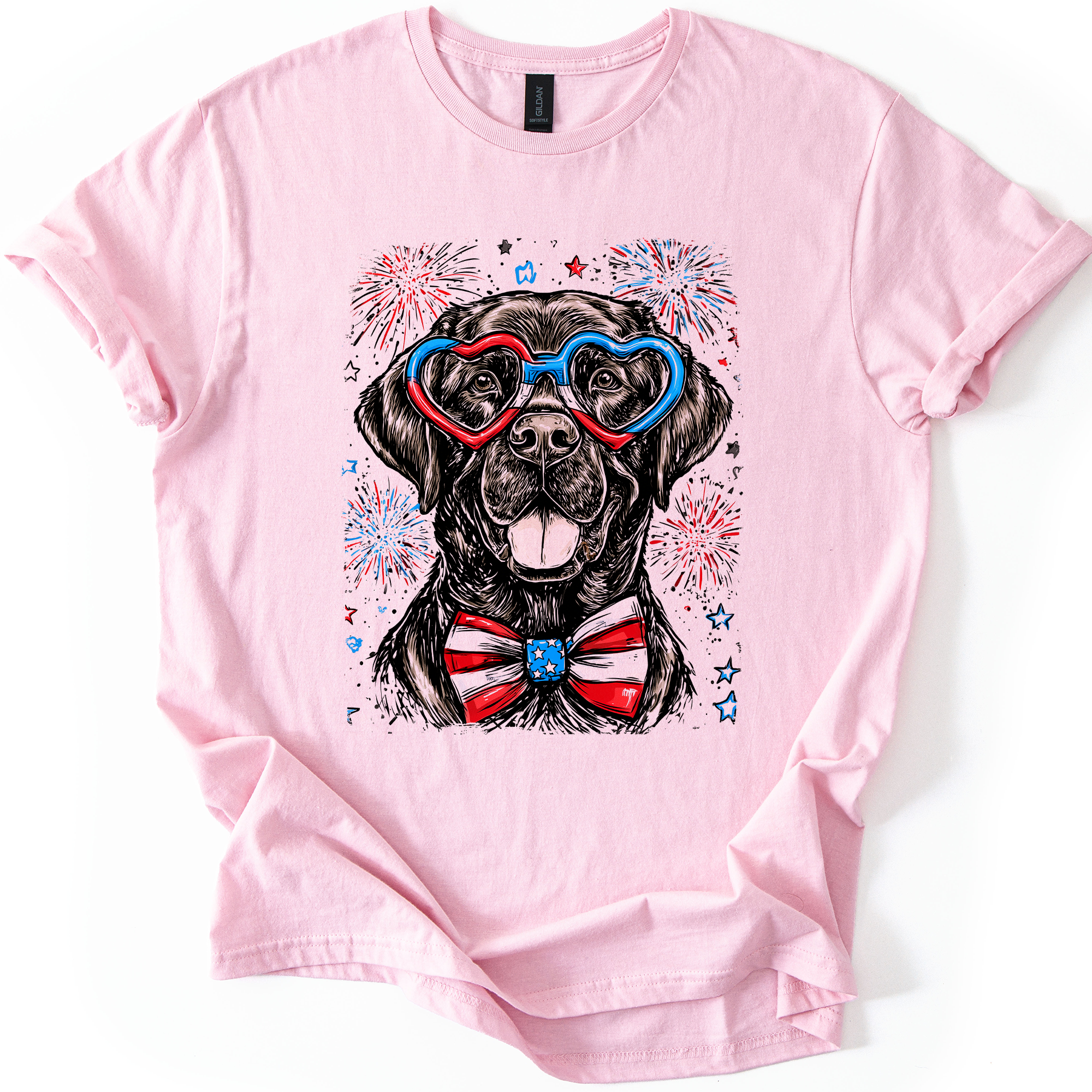 Patriotic Labrador USA Fourth Of July Dog Lover American Flag Inspired Graphic Tee
