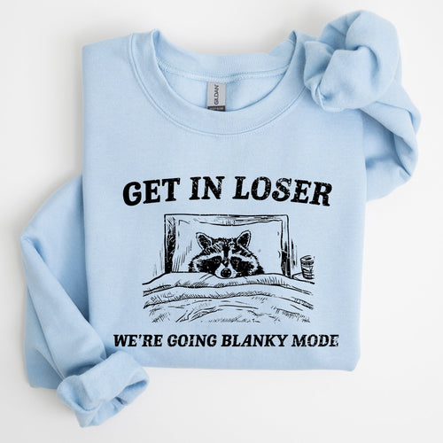 Blanky Mode Raccoon Meme Cartoon Character Pop Culture Reference Internet Meme Sweatshirt