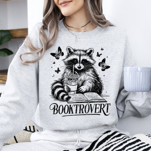 Booktrovert Raccoon Reading Booktok Library Books Avid Reader Collection Sweatshirt