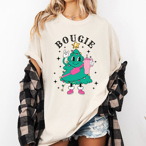 Bougie Christmas Tree Santa Winter Snow Xmas Holiday Ornament Illustration Comfort Colors Tee