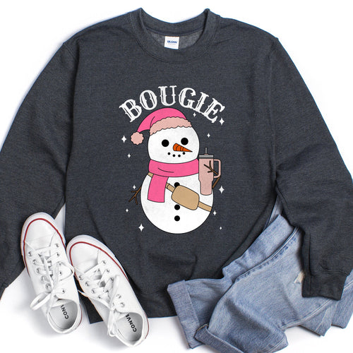 Bougie Snowman Christmas BooJee Cozy Holiday Festive Winter Comfort Fleece Sweatshirt