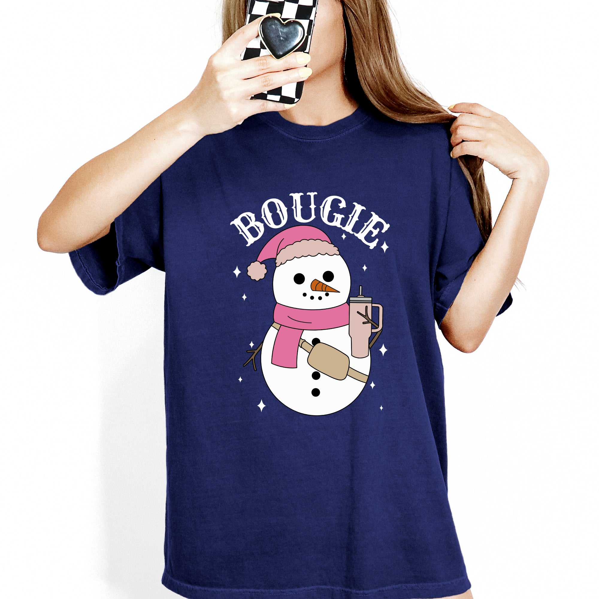 Bougie Snowman Christmas Santa Winter Snow Xmas Festive Cozy Vintage Comfort Colors Tee