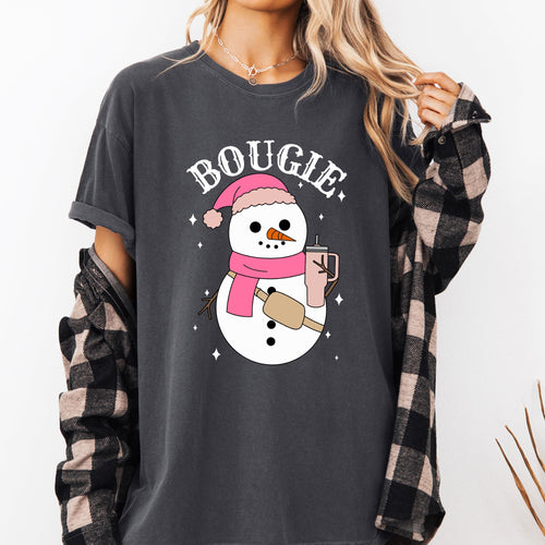 Bougie Snowman Christmas Santa Winter Snow Xmas Festive Cozy Vintage Comfort Colors Tee