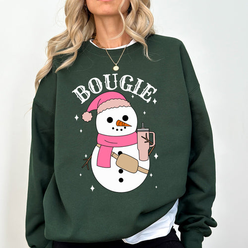 Bougie Snowman Christmas Santa Winter Snow Xmas Holiday Cheer Festive Cozy Classic Sweatshirt