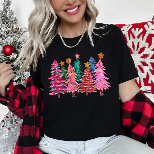 Bright Christmas Trees, Christmas Lights Festive Holiday Display Edition Graphic Tee