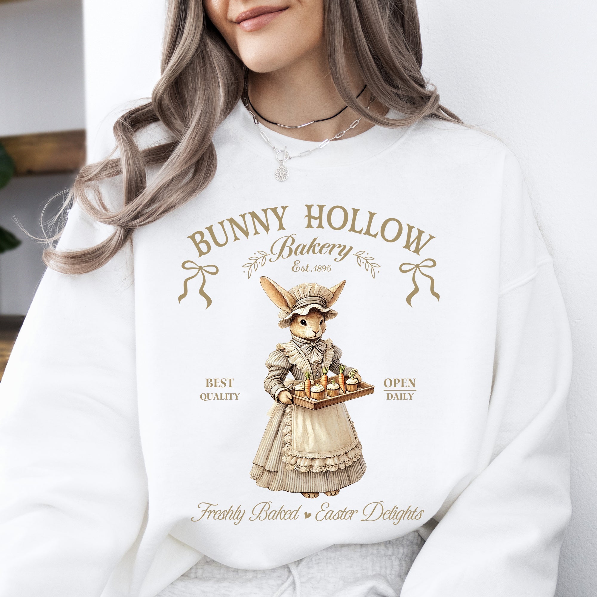 Bunny Hollow Bakery Adorable Easter Bunny Jesus Rabbit Holiday Season Sweatshirt