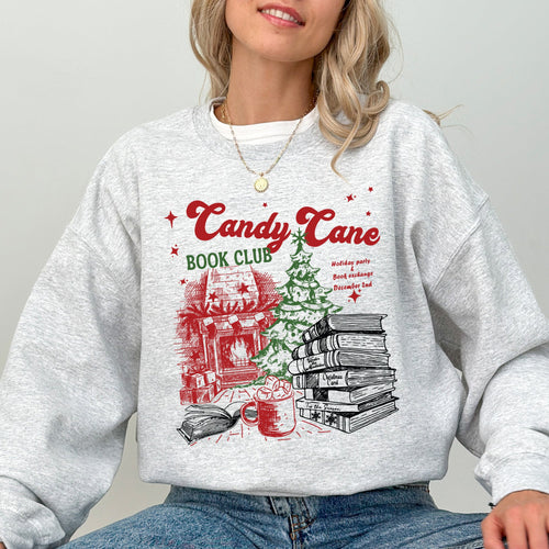 Candy Cane Book Club Christmas Reading Winter Santa Xmas Festive Cozy Holiday Joy Sweatshirt