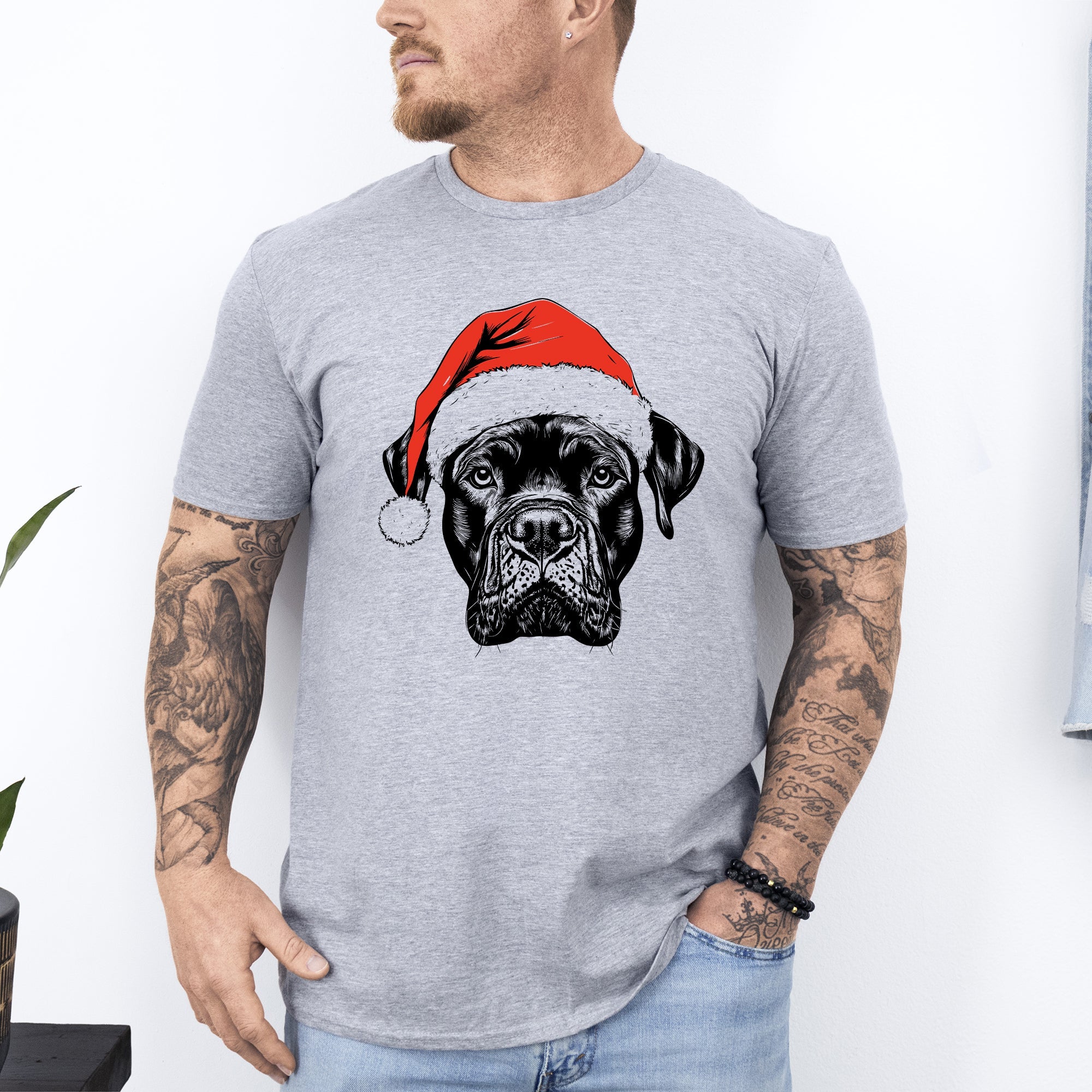 Cane Corso Santa Dog Christmas Dog Lover Portrait Graphic Collection Comfort Colors Tee