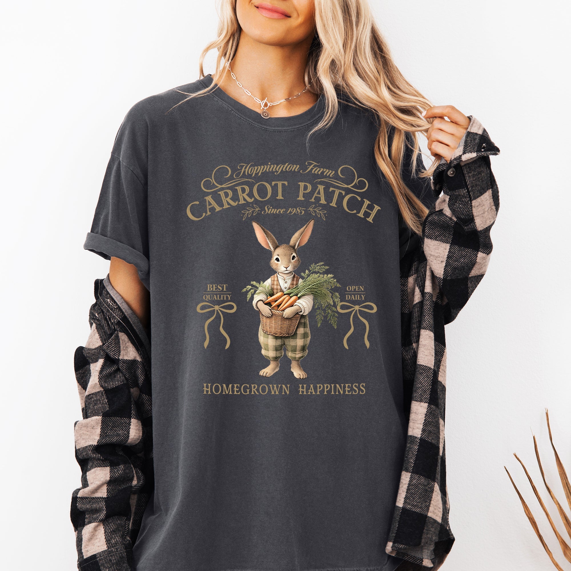 Carrot Patch Adorable Easter Bunny Jesus Rabbit Holiday Family Friendly Vintage Inspired Comfort Colors Tee