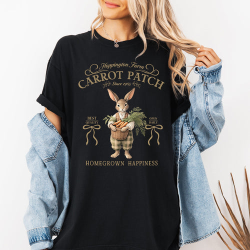 Carrot Patch Adorable Easter Bunny Jesus Rabbit Holiday Family Friendly Vintage Inspired Comfort Colors Tee