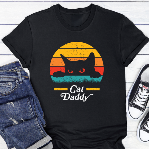 Cat Daddy Summer 80s Vintage Retro Feline Inspired Pop Culture Iconic Graphic Tee