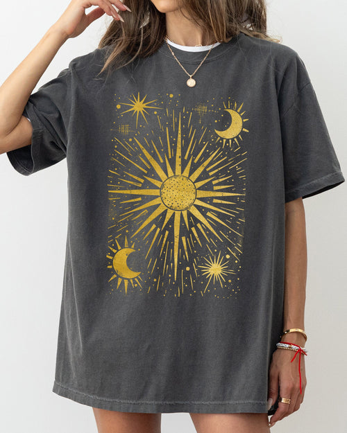 Celestial Stars Moon Mystical Space Vintage Cosmic Dreamscape Comfort Colors Tee