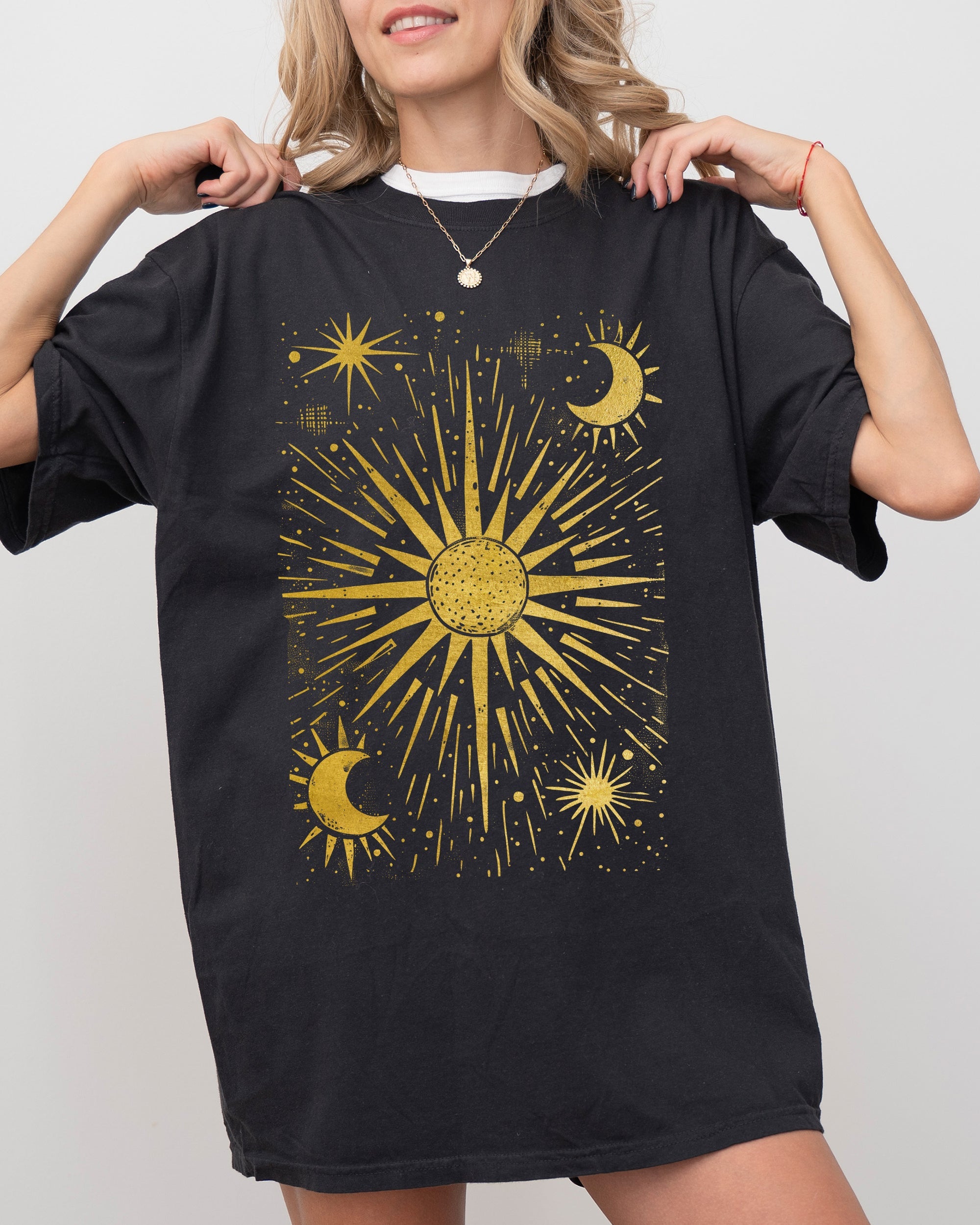 Celestial Stars Moon Mystical Space Vintage Cosmic Dreamscape Comfort Colors Tee